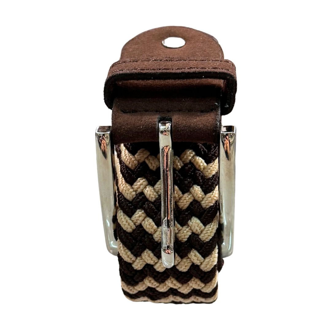 Cintura Uomo Elasticizzata bicolore zigzag finali scamosciati Made in Italy
