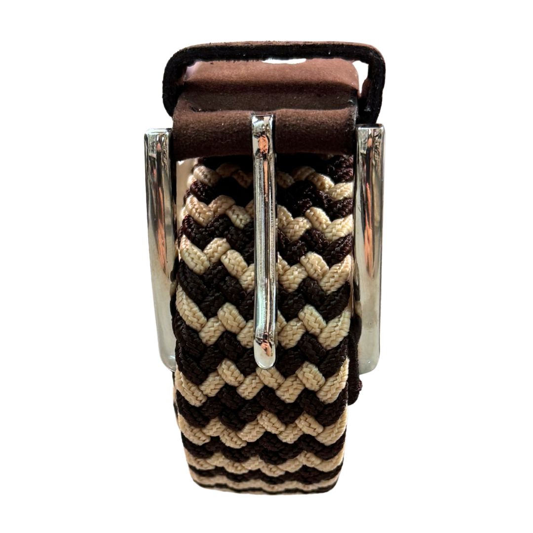 Cintura Uomo Elasticizzata bicolore zigzag finali scamosciati Made in Italy