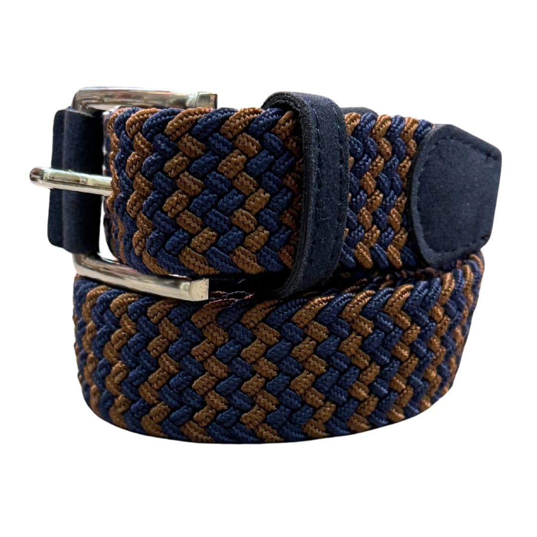Cintura Uomo Elasticizzata bicolore zigzag finali scamosciati Made in Italy