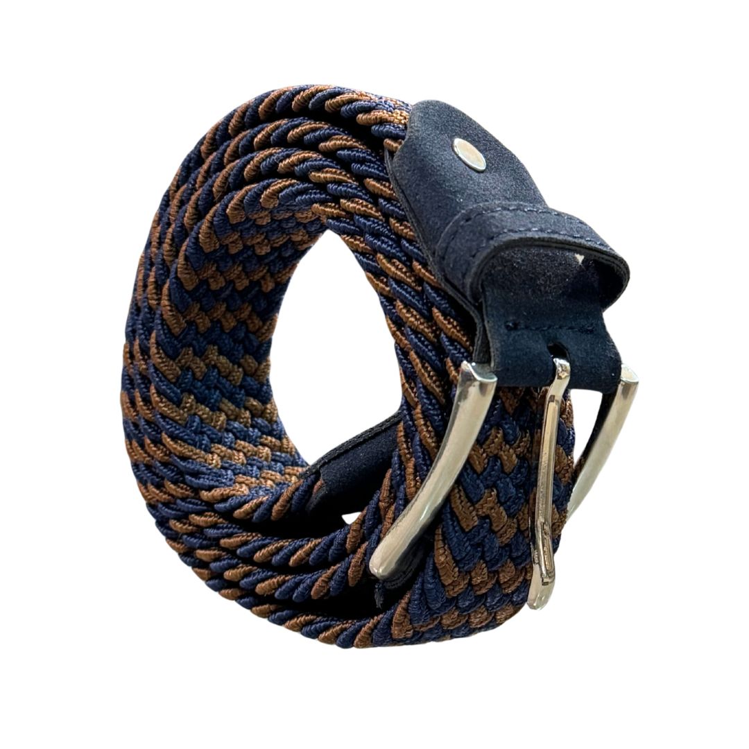 Cintura Uomo Elasticizzata bicolore zigzag finali scamosciati Made in Italy