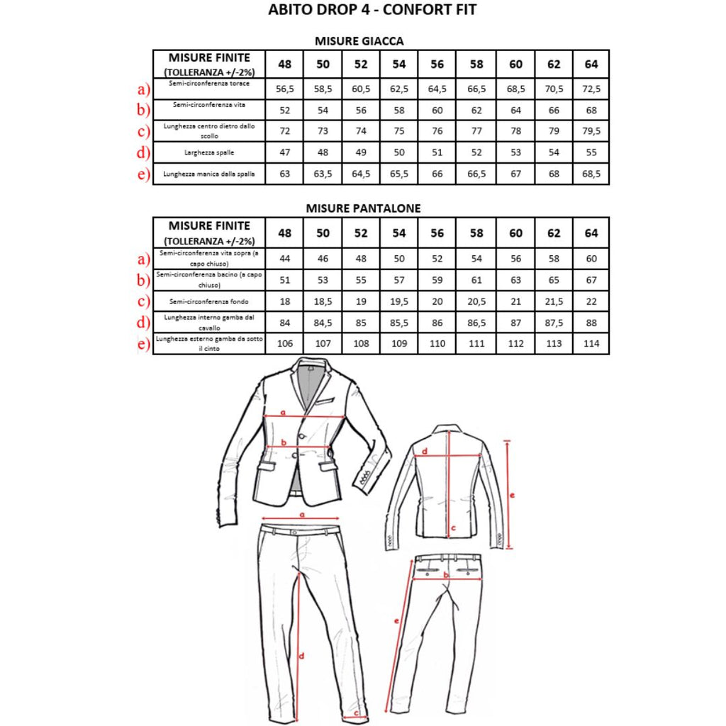 Abito uomo Drop Quattro, giacca 2 bottoni, pantaloni tasca america Made in Italy
