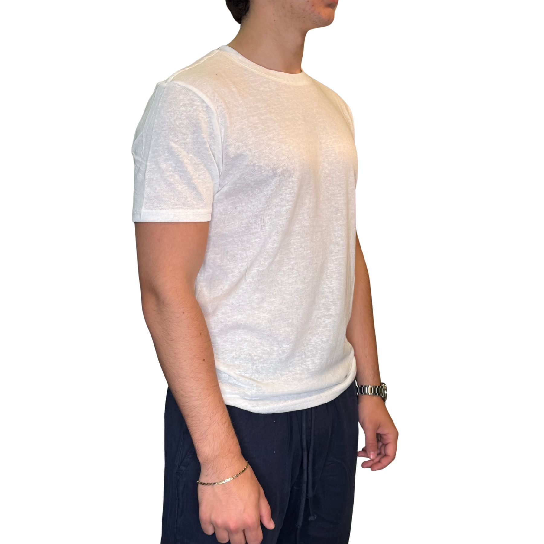 T-shirt uomo a manica corta, misto cotone tinta unita Made in Italy