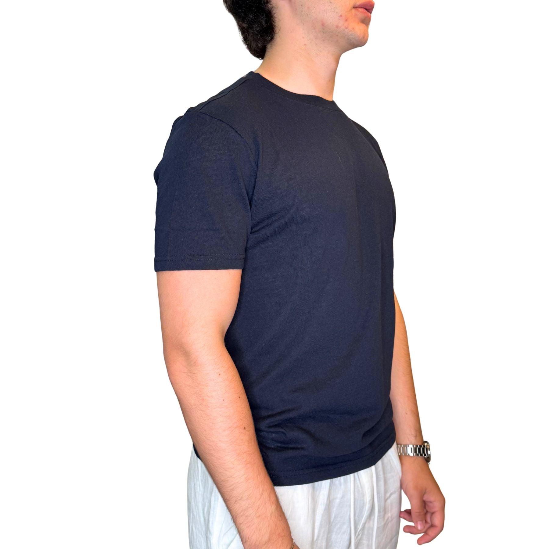 T-shirt uomo a manica corta, misto cotone tinta unita Made in Italy