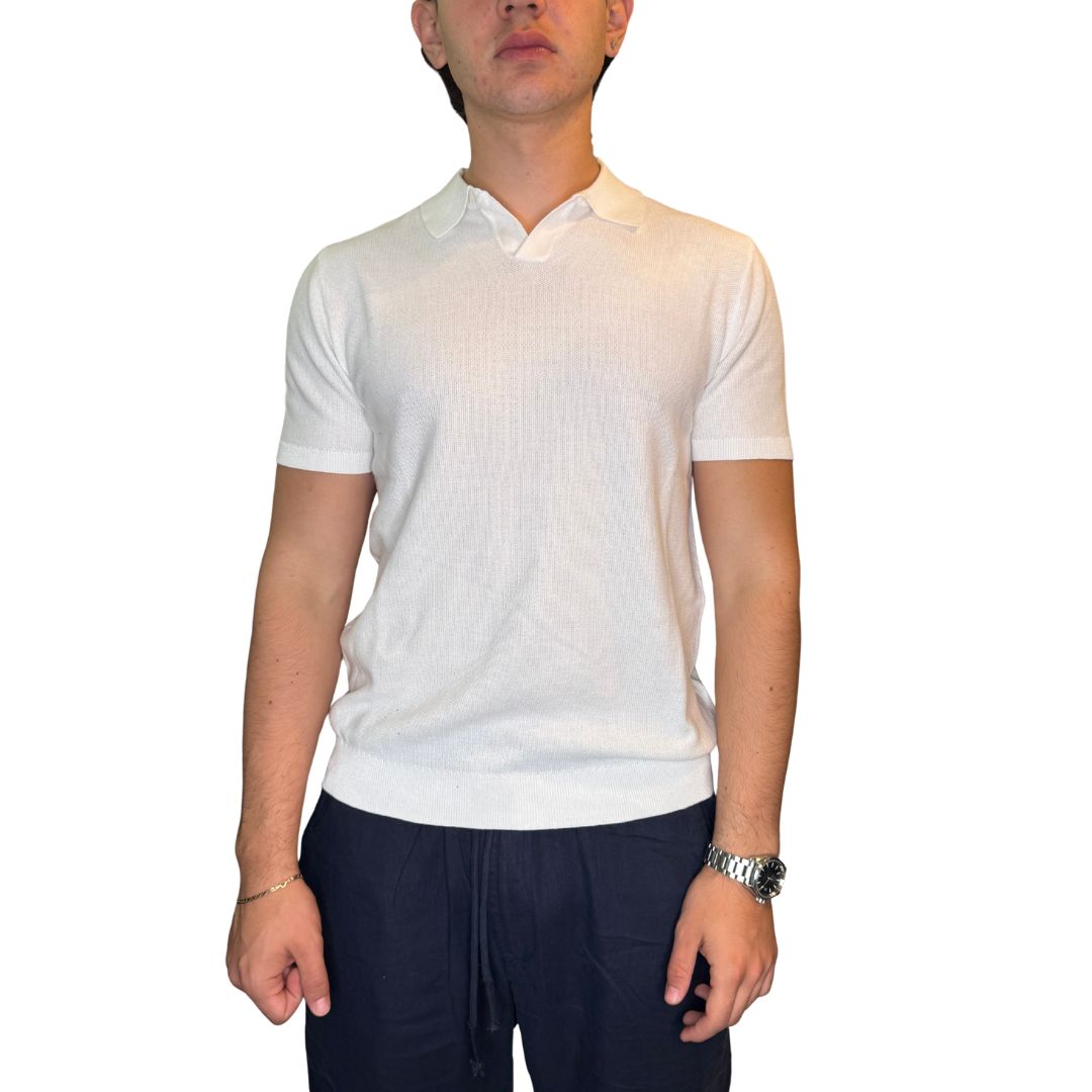 Polo uomo a manica corta, 100% cotone tinta unita Made in Italy