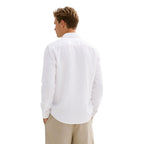Camicia uomo classica in 100% lino manica lunga, collo 1/2 francese tinta unita