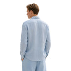 Camicia uomo classica in 100% lino manica lunga, collo 1/2 francese tinta unita