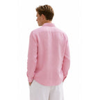 Camicia uomo classica in 100% lino manica lunga, collo 1/2 francese tinta unita
