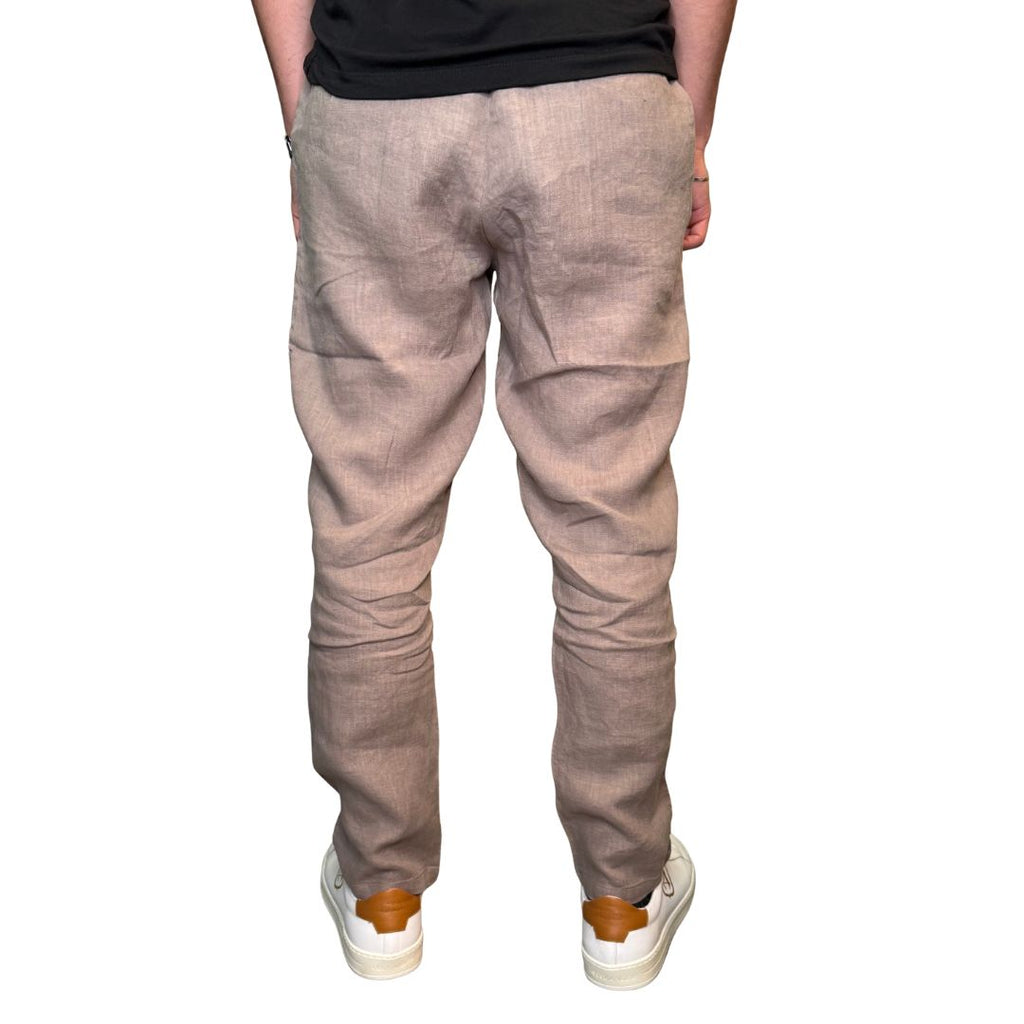 Pantaloni uomo 100% lino tinta unita, vita elasticizzata Made in Italy