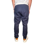 Pantaloni uomo 100% lino tinta unita, vita elasticizzata Made in Italy