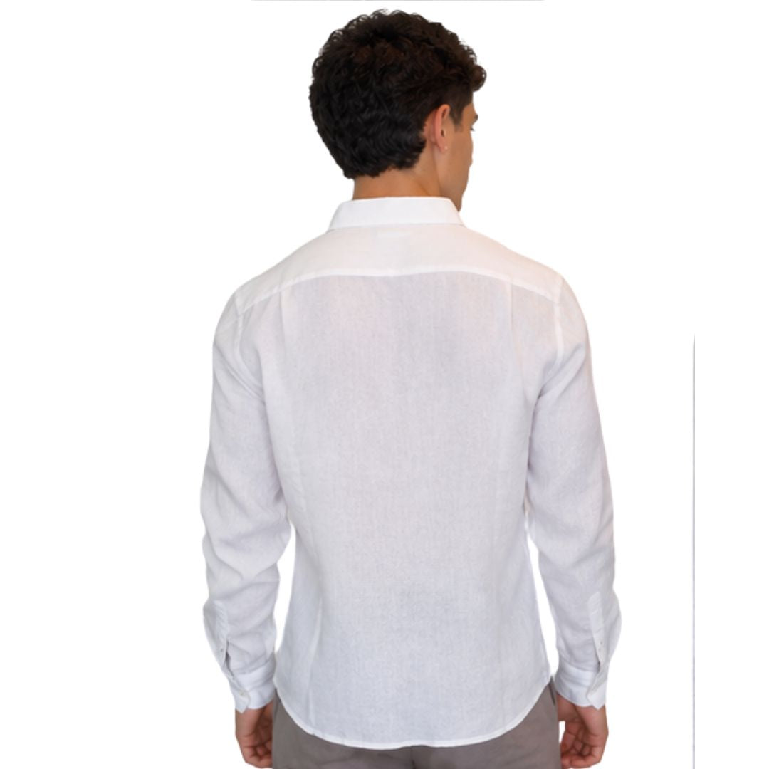 Camicia Uomo 100% Lino Manica Lunga Made in Italy