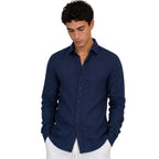 Camicia Uomo 100% Lino Manica Lunga Made in Italy