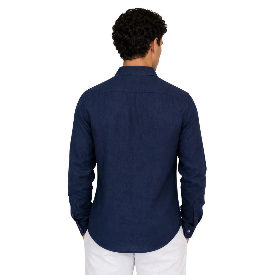 Camicia Uomo 100% Lino Manica Lunga Made in Italy