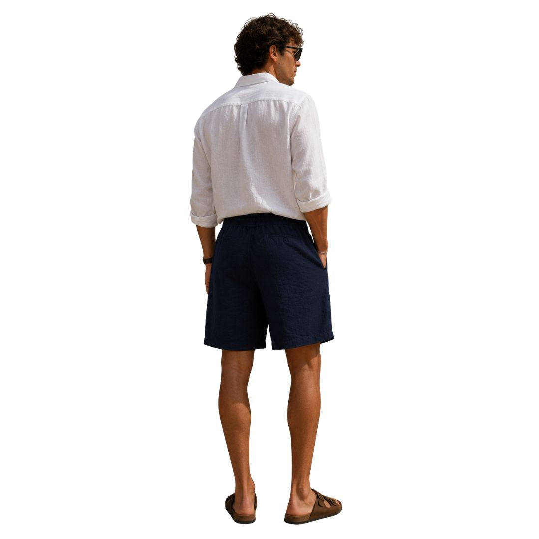 Shorts uomo in 100% lino, con vita elasticizzata e tasche Made in Italy