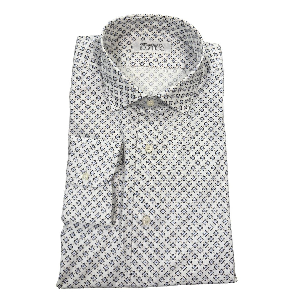 Camicia Uomo Classica in Elastam Fantasia Fiori Geometrici