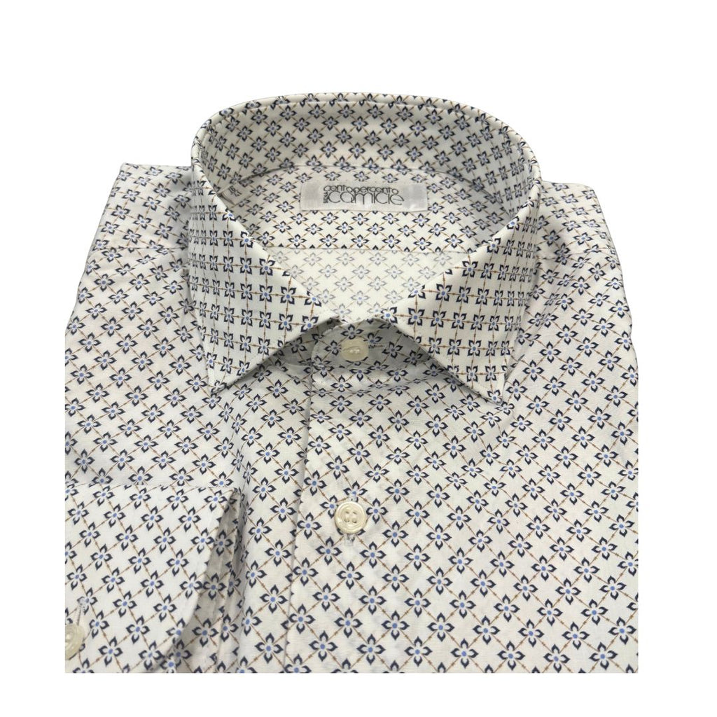 Camicia Uomo Classica in Elastam Fantasia Fiori Geometrici