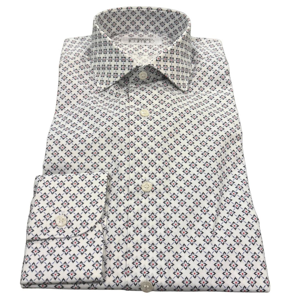 Camicia Uomo Classica in Elastam Fantasia Fiori Geometrici