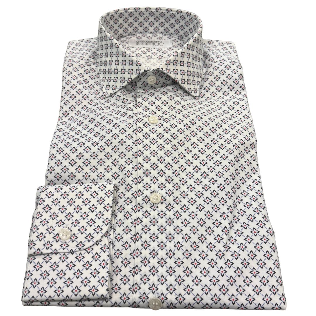Camicia Uomo Classica in Elastam Fantasia Fiori Geometrici