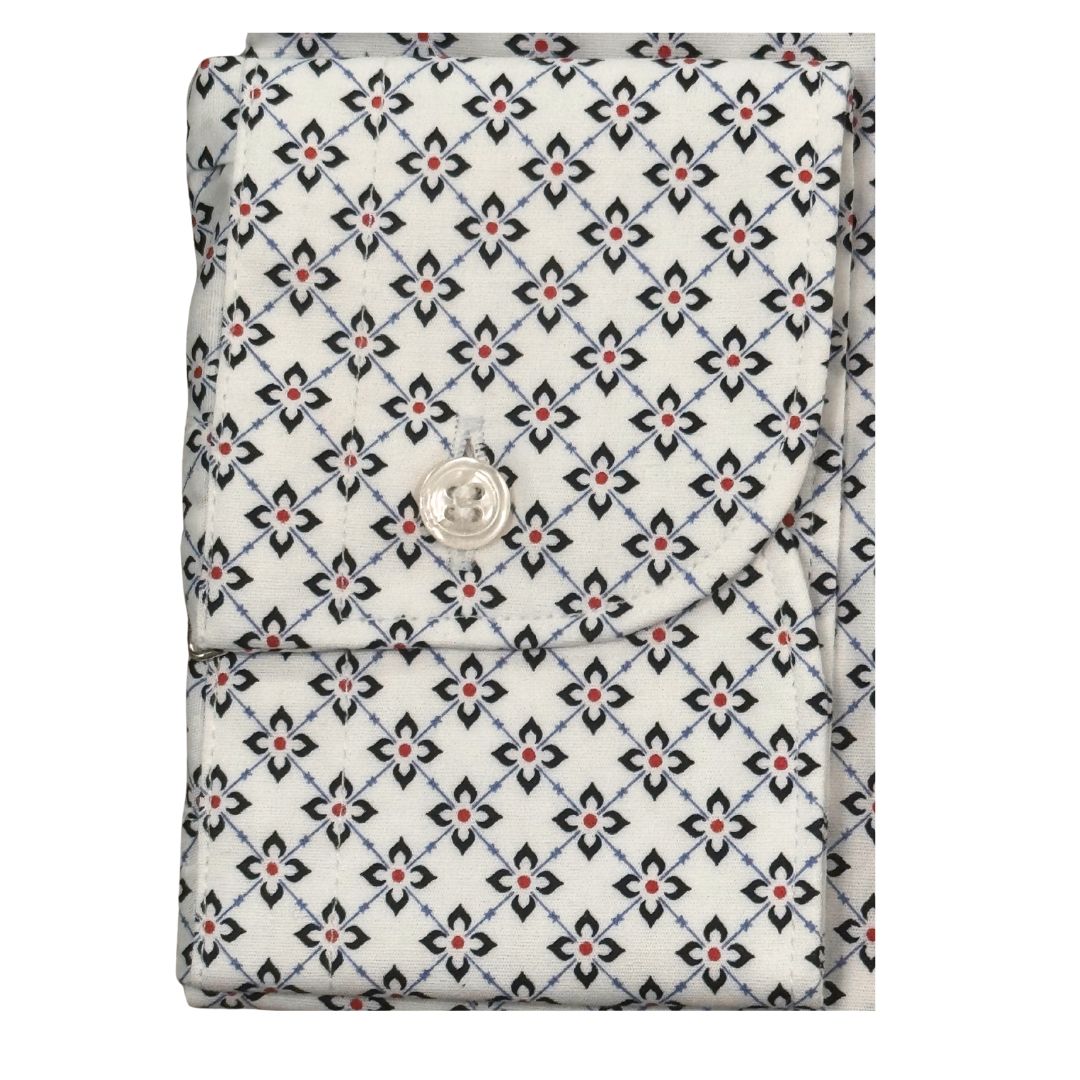 Camicia Uomo Classica in Elastam Fantasia Fiori Geometrici