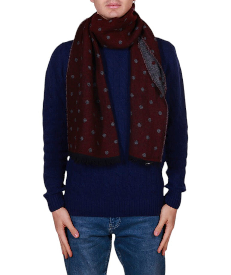 Sciarpa uomo misto lana, fantasia a pois reverse Made in Italy