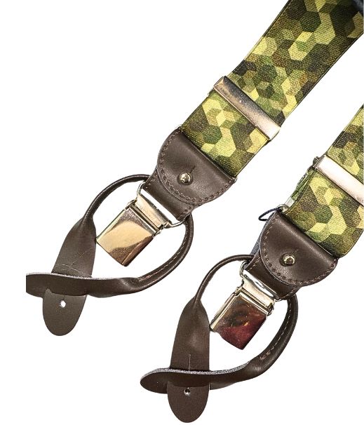 Bretelle Uomo Old Crest 3 Clip Pelle Camouflage - Made in Italy