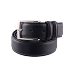 Cintura uomo in pelle pieno fiore con cuciture rinforzate e fibbia metallica