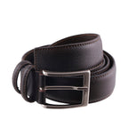 Cintura uomo in pelle pieno fiore con cuciture rinforzate e fibbia metallica