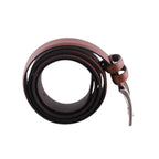 Cintura uomo in pelle pieno fiore con cuciture rinforzate e fibbia metallica