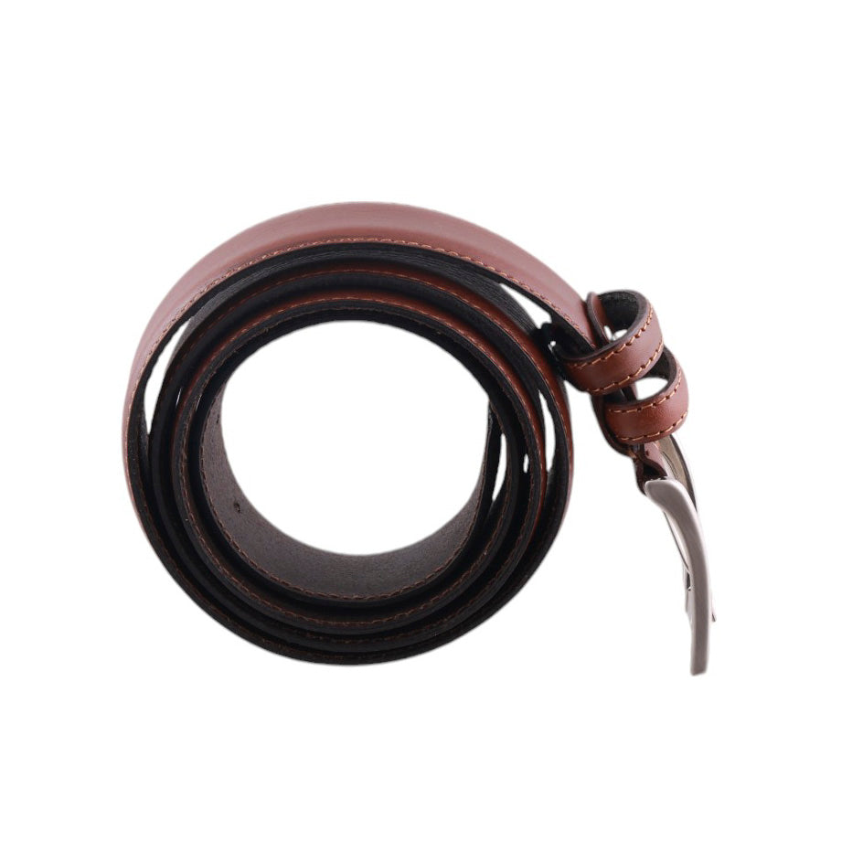 Cintura uomo in pelle pieno fiore con cuciture rinforzate e fibbia metallica