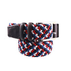 Cintura intrecciata in elastam, rosso, blu, bianco e nero