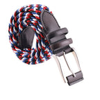 Cintura intrecciata in elastam, rosso, blu, bianco e nero