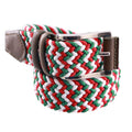 Cintura intrecciata, verde, rosso, bianco.