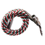 Cintura intrecciata, verde, rosso, bianco.