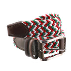 Cintura intrecciata, verde, rosso, bianco.