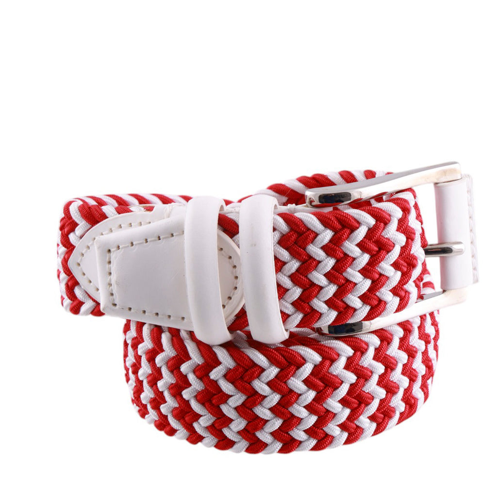 Cintura intrecciata elasticizzata bianco e rosso