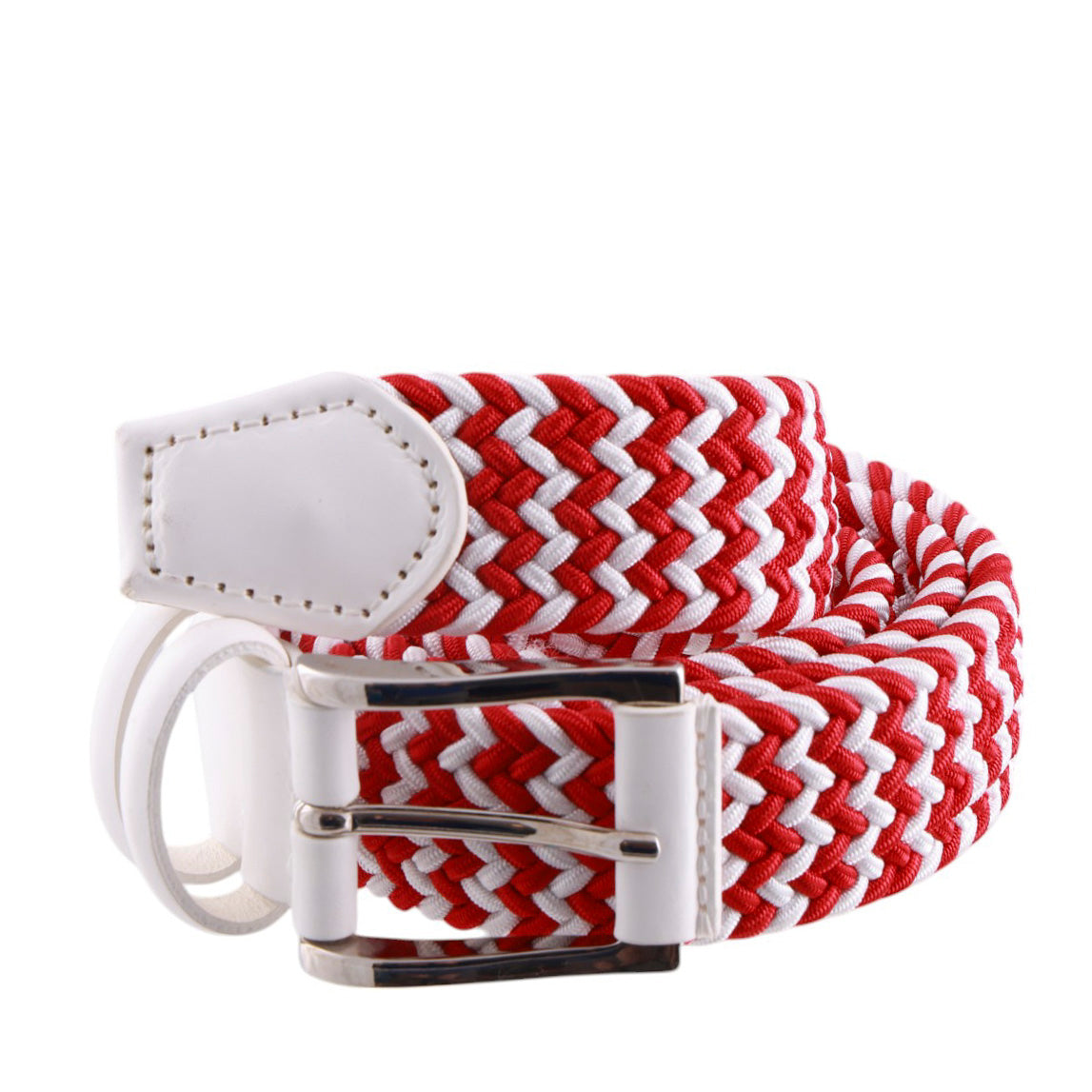 Cintura intrecciata elasticizzata bianco e rosso