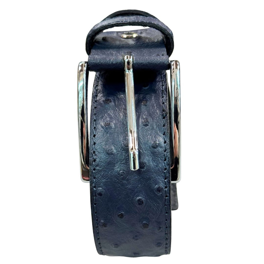 Cintura uomo in vera pelle effetto struzzo con fibbia lucida Made in Italy