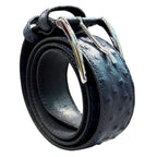 Cintura uomo in vera pelle effetto struzzo con fibbia lucida Made in Italy