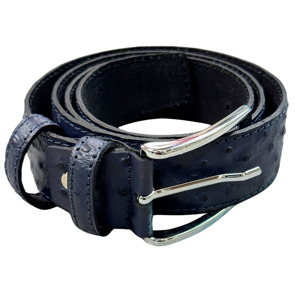 Cintura uomo in vera pelle effetto struzzo con fibbia lucida Made in Italy